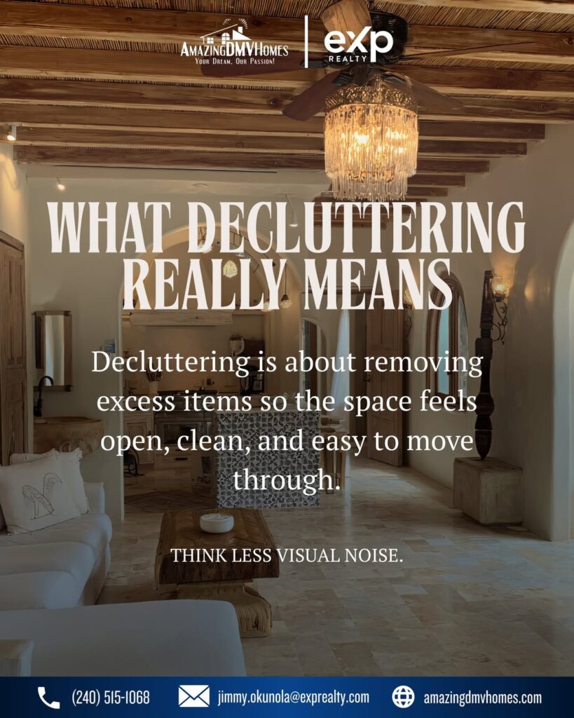 before thinking about staging, start with decluttering 🏡clear spaces help buyers see the home, (2)