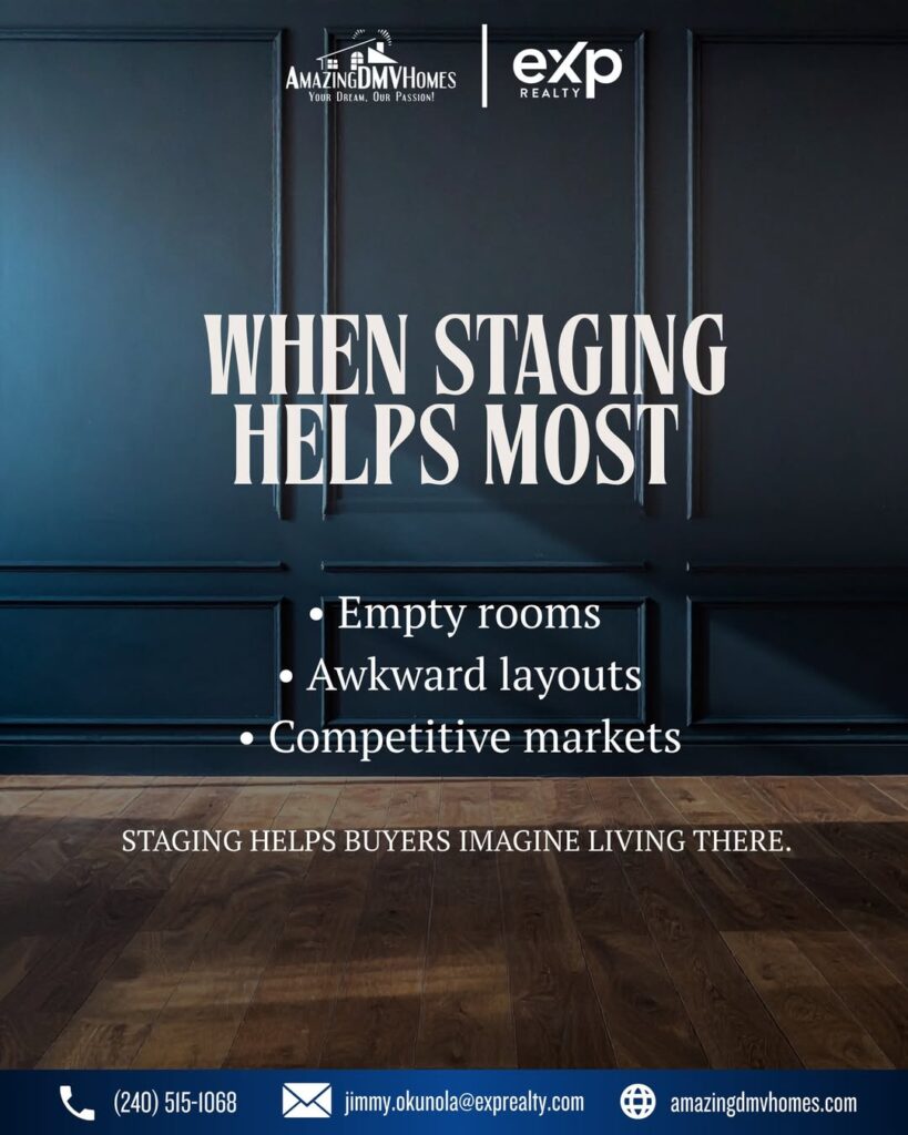 before thinking about staging, start with decluttering 🏡clear spaces help buyers see the home, (4)